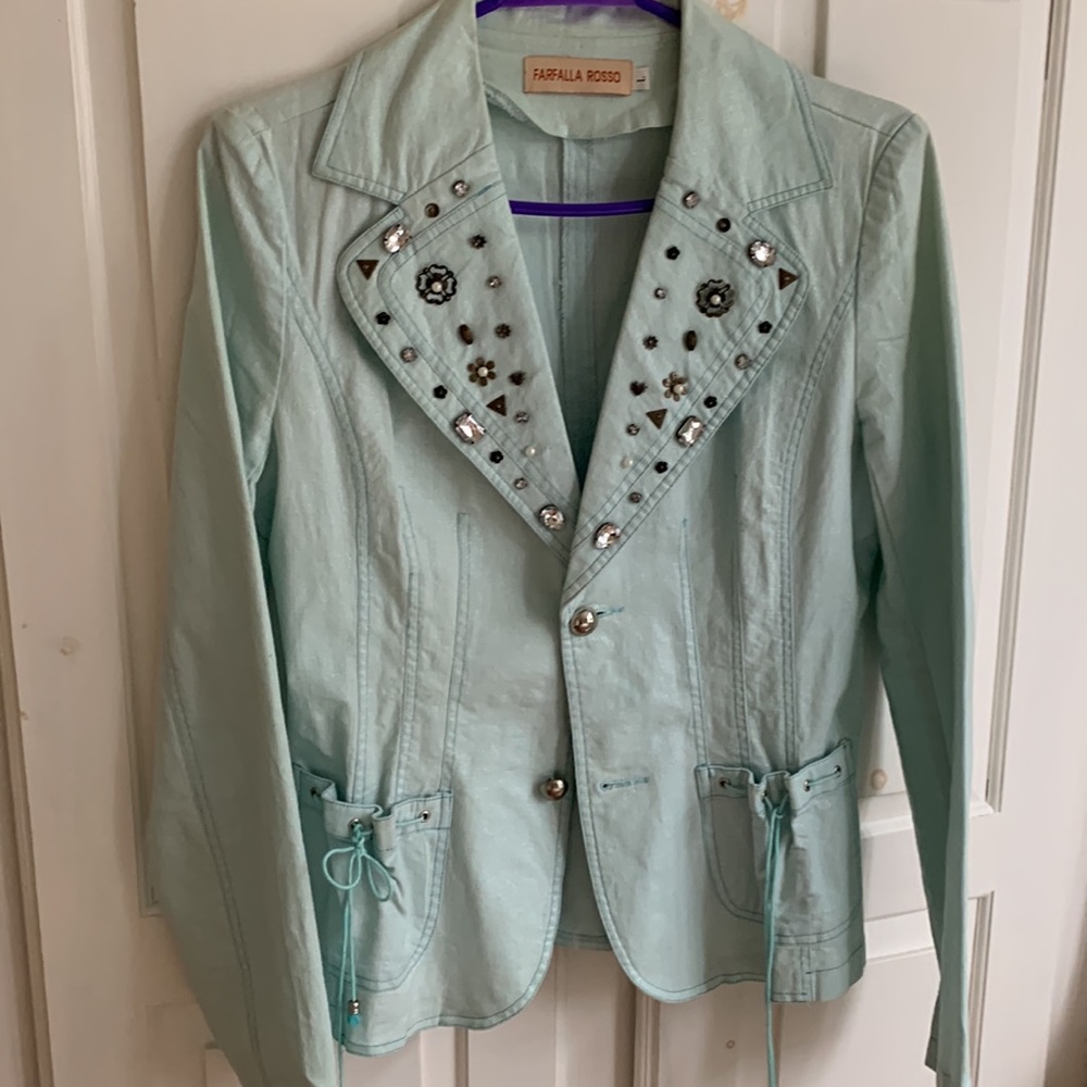 Jacket and capri designer set mint color - Picture 3 of 7